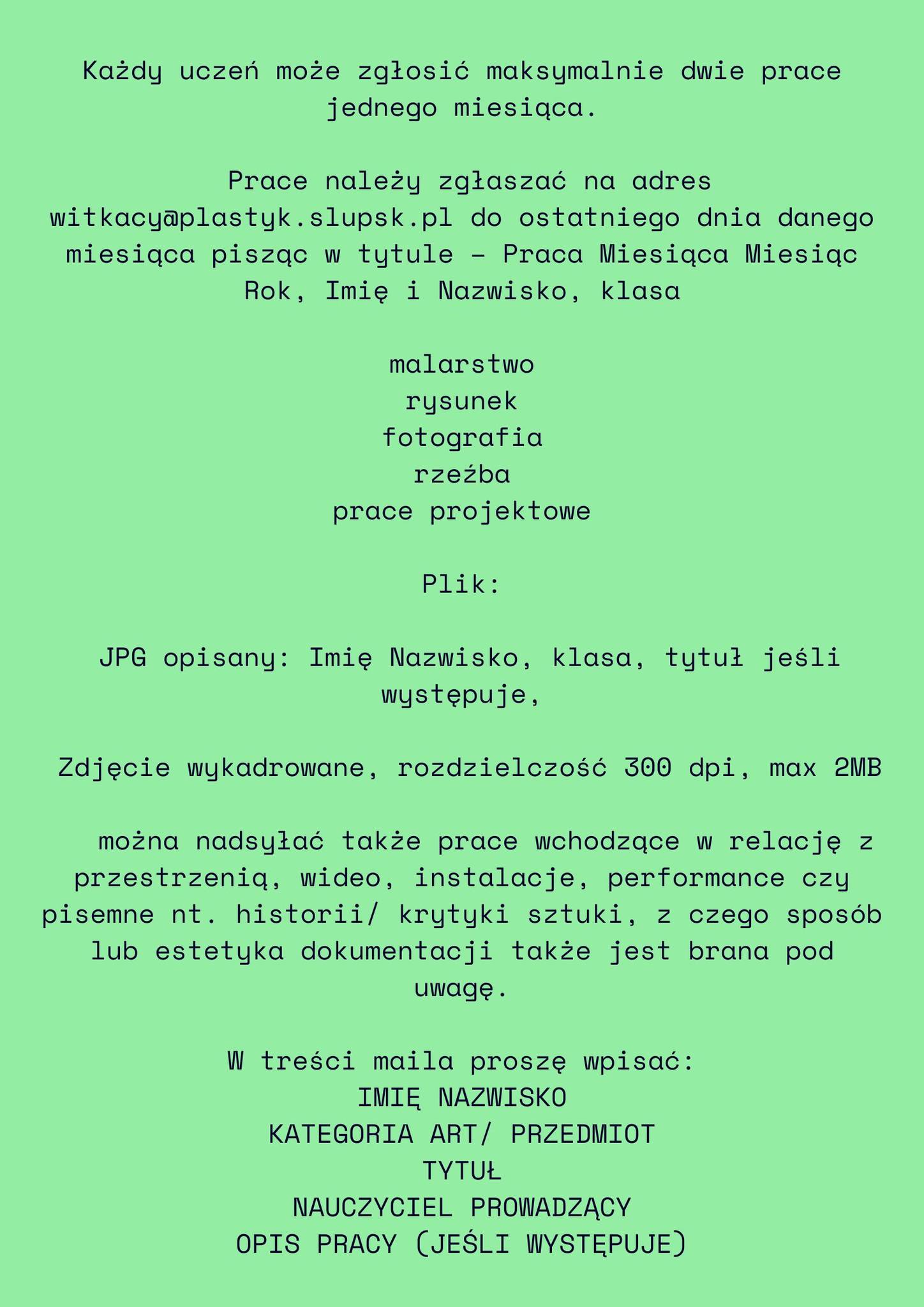 Czekamy na Wasze prace